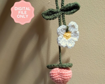 DIGITAAL PATROON | Gehaakte autospiegelhanger perzik, zomerfruitbedel, schattig haakpatroontutorial, pdf-bestand met montageafbeeldingen