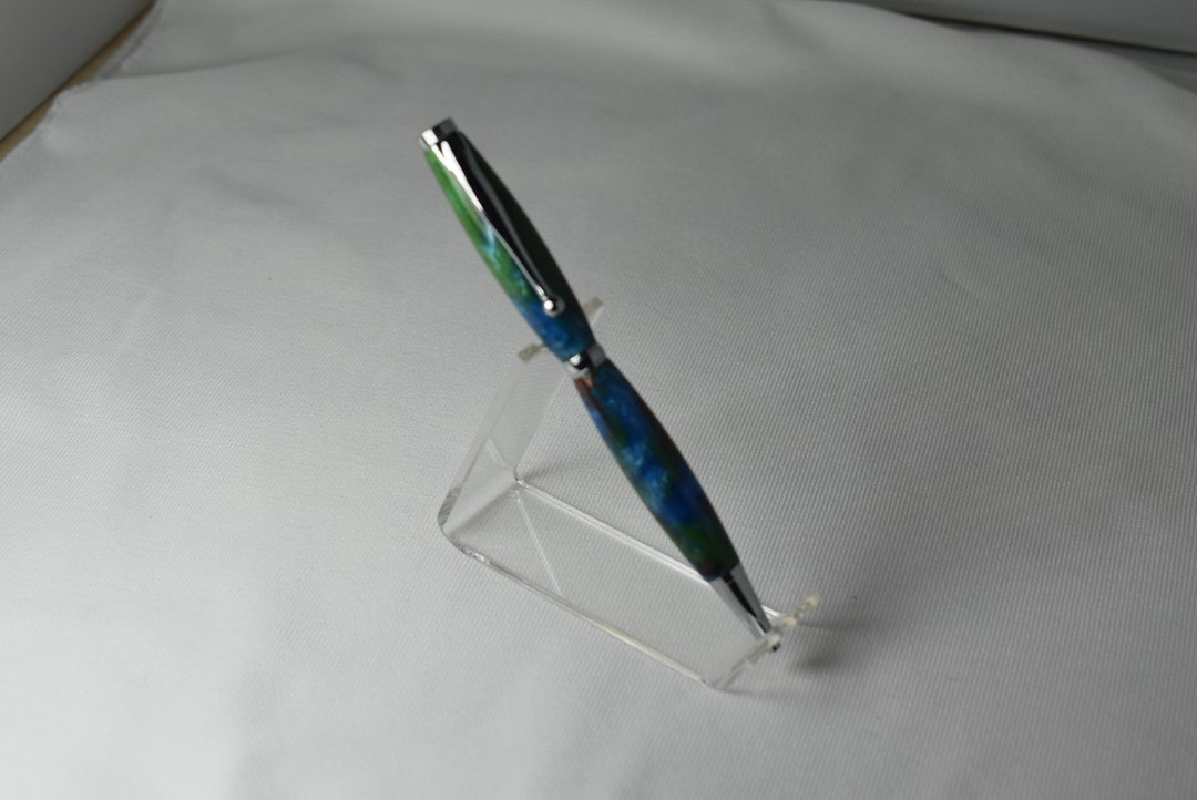 Planets Pen Slim Line Pen, Planet Earth Acrylic Blank, Chrome Finish - Etsy