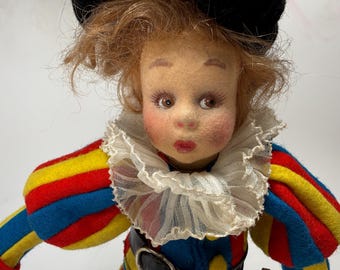 1929 Lenci Large Surprise Eye Mascotte / Miniature Swiss Guard Felt Doll - Accessories & Hang Tag