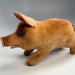 Encantador y diminuto cerdo Steiff vintage con botón de oreja - Circa 1950