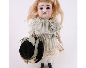 Exceptionally Beautiful 7 Inch All Bisque Mignonette Doll With Her Antique Clothing