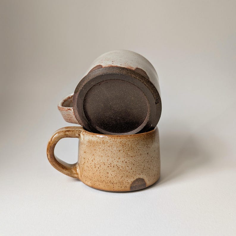 Handmade Stoneware Flat White Mug: Ceramic Coffee Cup (6.5oz) image 3