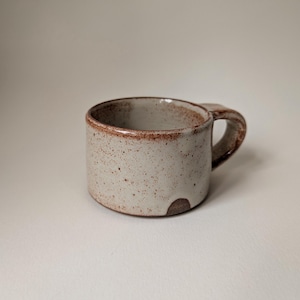 Handmade Stoneware Flat White Mug: Ceramic Coffee Cup (6.5oz) Chocolate Oatmeal