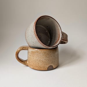 Handmade Stoneware Flat White Mug: Ceramic Coffee Cup (6.5oz) image 1