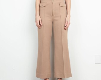 Vintage 70s High Waist Flare Double Knit Neutral Pant