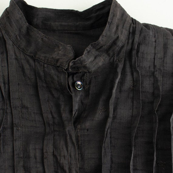 Antique Silk Crop Black Blouse S - image 2