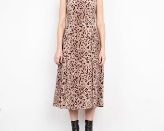 Silk Leopard Print Long Sleeveless Midi Dress 6