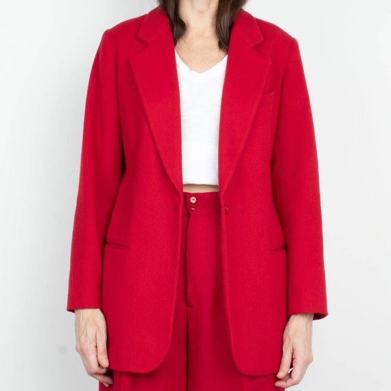 90s Red Wool / Angora Blazer M - image 6