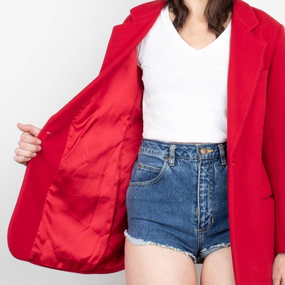 90s Red Wool / Angora Blazer M - image 5