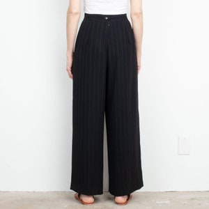 Vintage 90s Black Pinstripe Wide Leg Pant Size M image 3