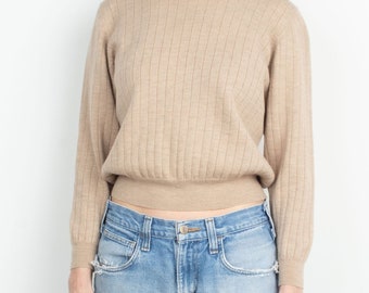 Vintage Tan Merino Wool Knit Sweater