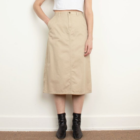 Neutral Cotton Midi Trouser Skirt Size 6