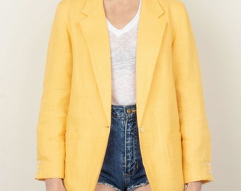 Yellow Linen Blazer Size 6