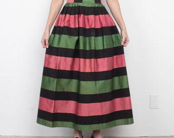 Vintage 60s Stripe Maxi Party Skirt M