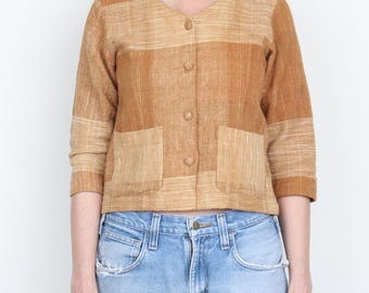 Vintage Linen Woven Crop Jacket S/M