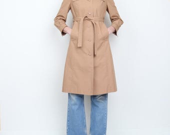 Vintage 1970s Tan Trench Coat S