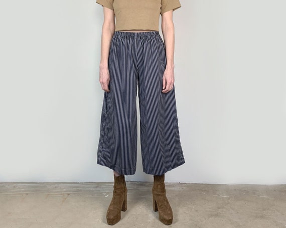 Wide Leg Stripe Cotton Pant