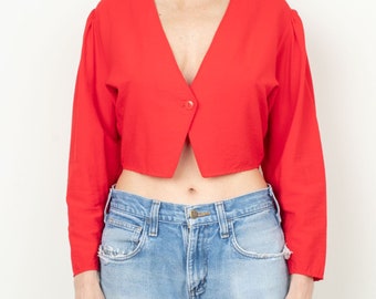 Vintage 80s Red Lightweight Jacket / Crop Top