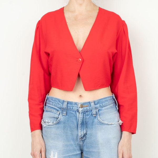 Vintage 80s Red Lightweight Jacket / Crop Top