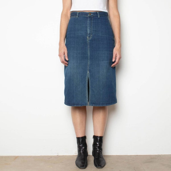 Vintage 80s Gitano Denim Long Midi Pencil Jean Skirt M