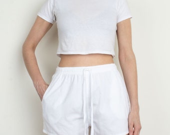 Vintage 80er / 90er Jahre Weiße Shorts aus Baumwolle