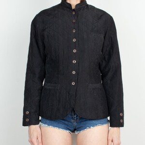 Vintage Black Silk Quilted Jacket S