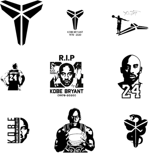 Kobe Bryant Print Files - Kobe Black mamba Bundle Files - SVG & PNG Bundle Instant Download