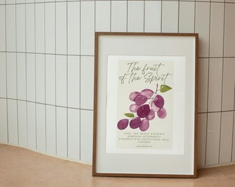 Fruit of The Sprit Art Print | Digital Download | Bible Verse Prints Christian Wall Art Christian Home Decor Faith Poster