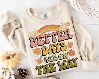 Better Days Boho Rainbow PNG: inspirerende affirmaties (digitale download)