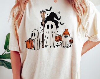 Cute Halloween Ghosts PNG, Spooky Floral Design (Digital Download)