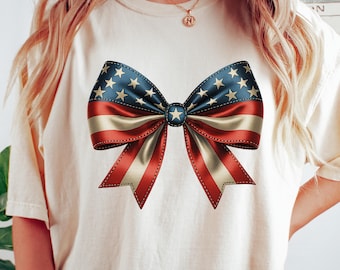 USA Flag Bow PNG: 4th of July Sublimation Clipart (Digital Download)