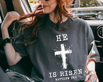 He is Risen PNG: retro christelijk ontwerp voor Pasen (digitale download)