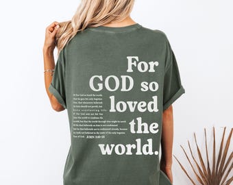 JOHN 3:16 FOR GOD So Loved the World, Easter png, op geloof gebaseerde png, christelijke png, Moederdag, christelijk ronde hals, paasshirt