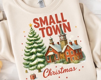 Small Town Christmas-png, geboortestadontwerp (digitale download)