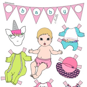 Baby Paper-Doll set, printable paper dolls, baby shower gift/decor, kids craft