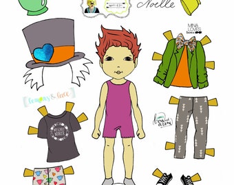 Gegenteil von fernen, Märchenbuch, Zusammenarbeit, "The Mad Hatter & March Hare" Paper-Doll set, druckbare Papierpuppen, Alice im Wunderland