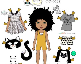 Gegenteil von fernen, Märchenbuch, Zusammenarbeit, "Katze und Maus" Paper-Doll set, druckbare Papierpuppen, Katze und Maus, afroamerikanische Puppen