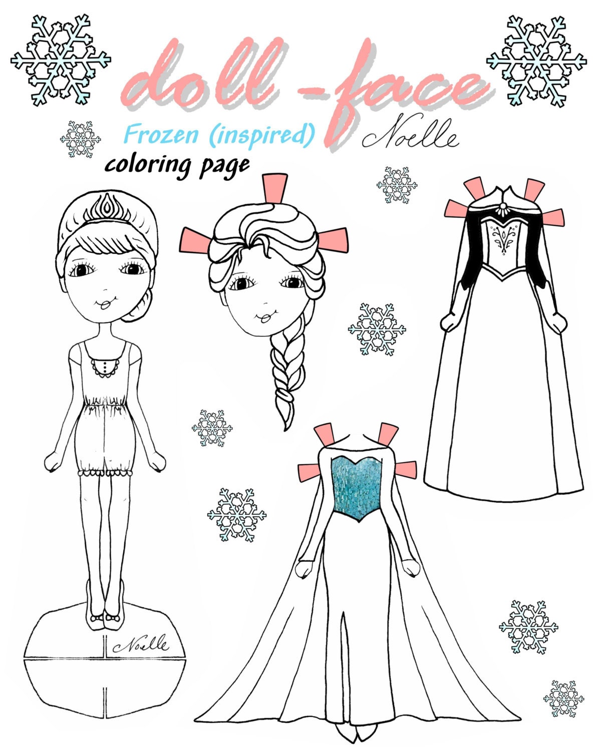 elsa and anna paper doll printable