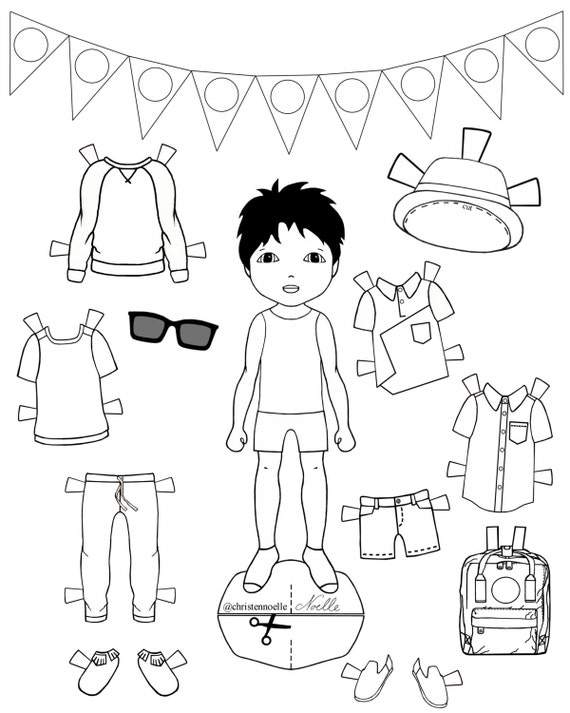 Color Me, Printable Black and White Paper Dolls, Hand Drawn, Clothing,  Accessories, Kids Fashion. Party Favors. -  Norway