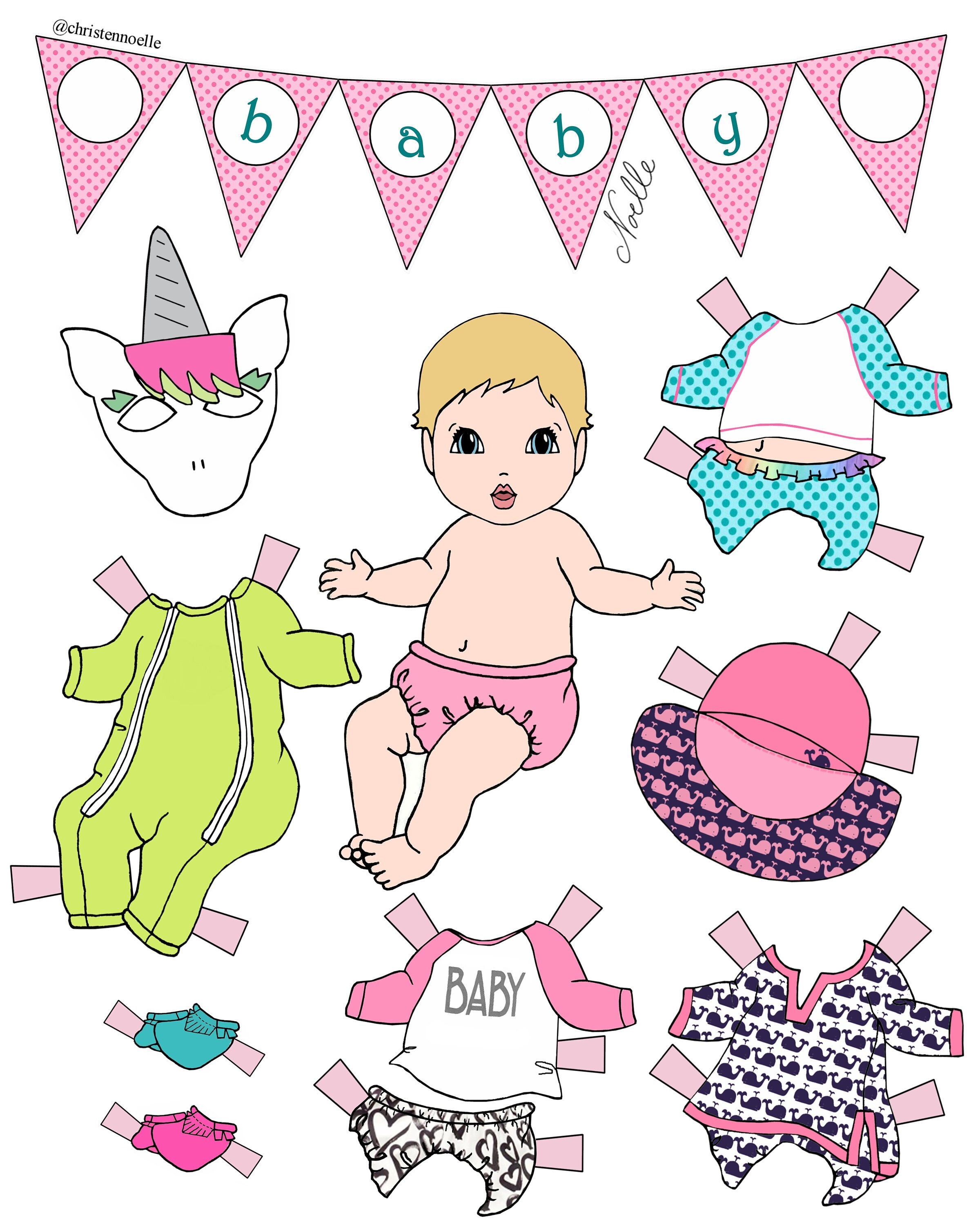 Baby Paper doll Set Printable Paper Dolls Baby Shower Etsy