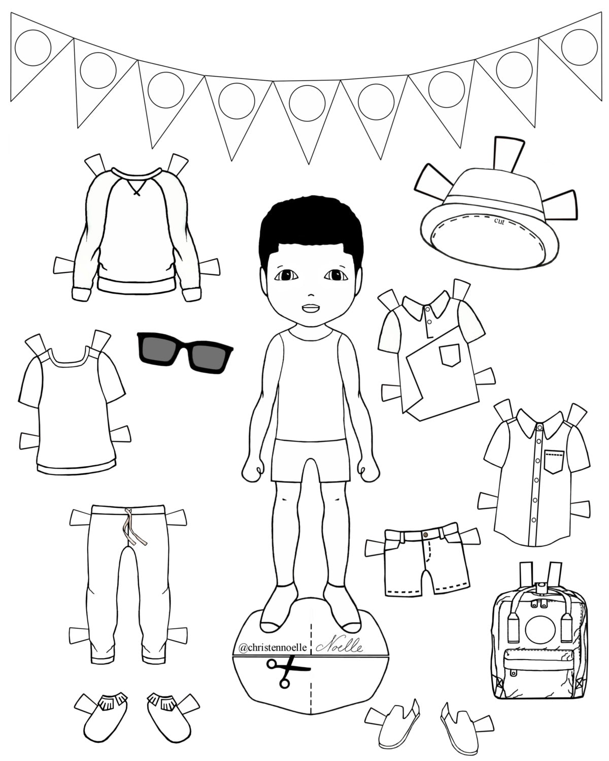 Color Me Printable Black and White Paper Dolls Hand Drawn - Etsy