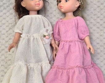 パオラ・レイナ・アミーガス32cm人形用コットン製ボヘミアン風ドレス（ヘッドバンド付き）