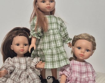 人形用モスリンドレス PAOLA REINA 32 cm/人形用モスリンチェックドレス Paola Reina Amigas