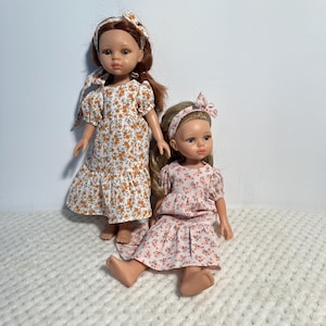 Muslin BOHO Dress with headband for Paola Reina Amigas 32 cm doll pink or yellow/Muslin BOHO Dress with headband for Paola Reina doll
