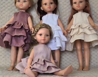 人形用のエレガントなリネンドレス パオラ・レイナ・アミーガス 32 cm