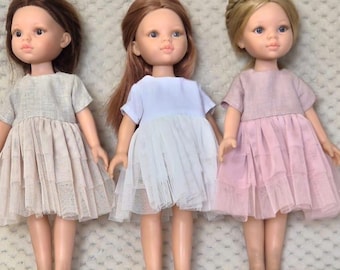 パオラ・レイナ・アミーガス用チュールリネンドレス 32cm/チュール付きリネンドレス パオラ・レイナ・アミーガス