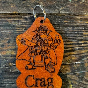 Custom DND Character Wooden Keychain - Laser-Cut, double-sided, Personalized RPG Accessories