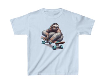 Skateboarding Sloth Kids Heavy Cotton ™ T-Shirt