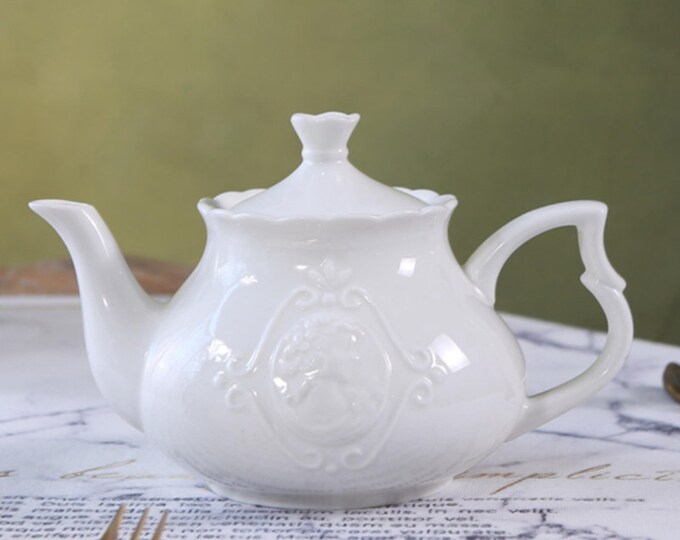 European ceramic coffee set | Palace retro relief coffee pot | Ceramic coffee pot | Afternoon tea set | Tea party tea set