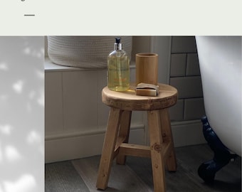 Handmade Rustic Wooden Milking Stool: Farmhouse Décor, Nursery stool